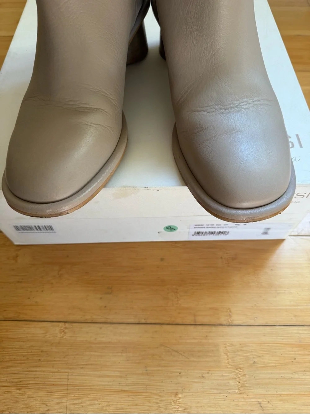 Alysi knee high low heel leather boots riding style square toe